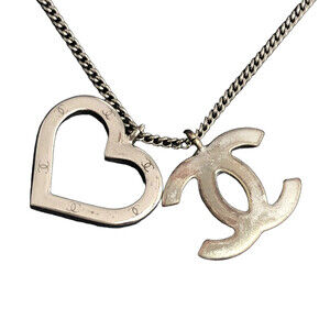 Chanel Necklace Coco Mark Heart Silver #211485C26B